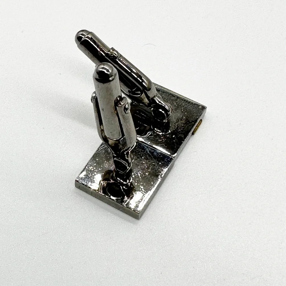 Vintage Anson Gunmetal w/ Gold Stripe Square Cufflinks